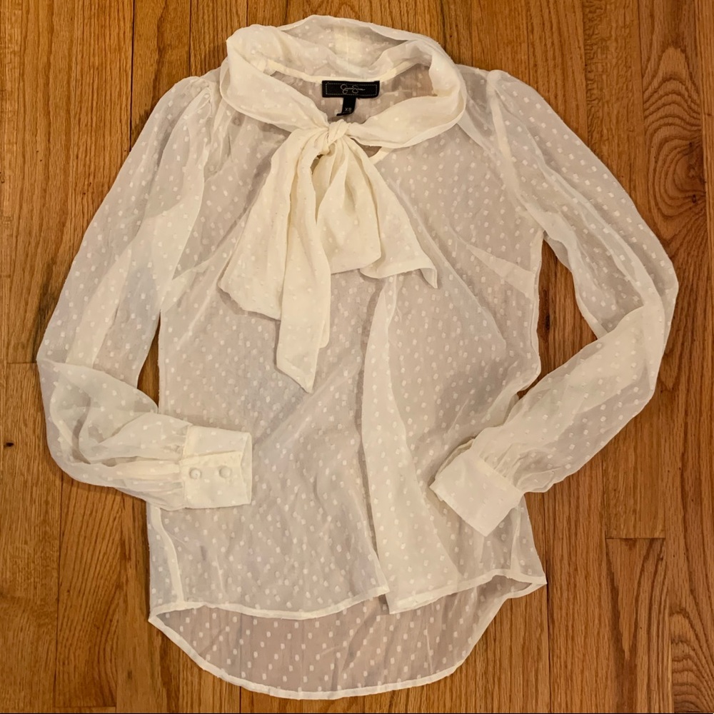 NWOT Sheer off white blouse